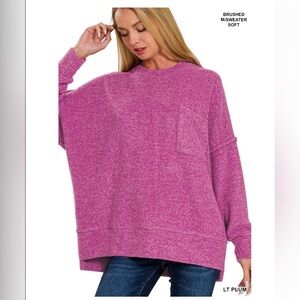 Zenana Outfitters Light Plum Sweater Top
